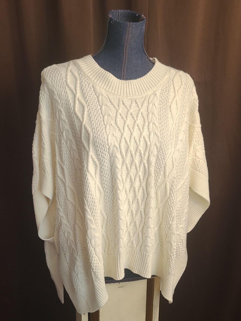 J. Crew Cream Cable Knit Crewneck Sweater